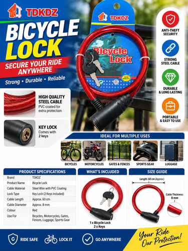 Bicycle bike cable lock - bicycle,