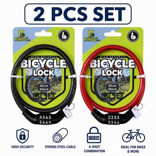 2xcable bike lock combination - lock,